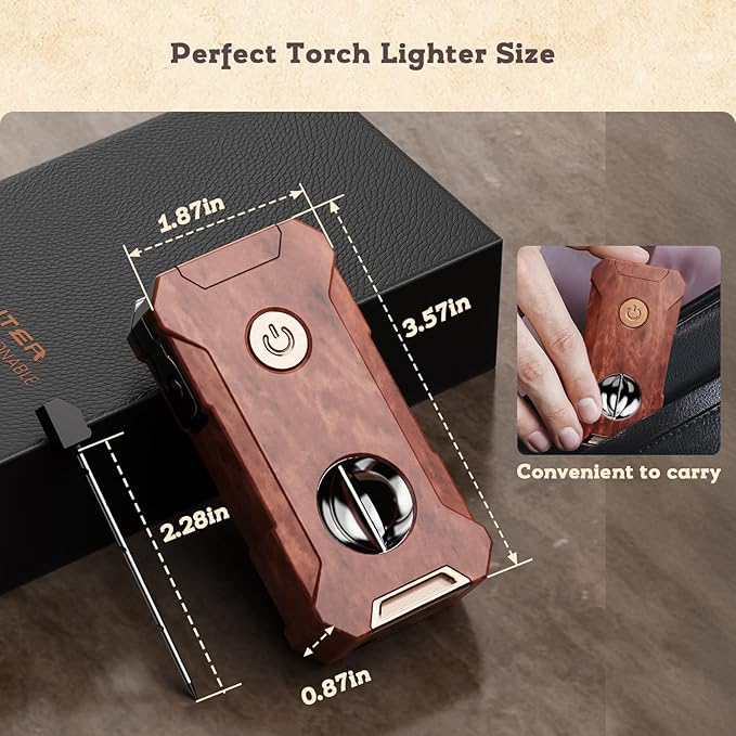 5-in-1 Torch Lighter with Tool, Holder, Punch, Draw Enhancer Tool, Double Jet Flame, Windproof Rechargeable Lighters, Versatile Gifts for Men, Refillable Butane Lighter for Candles, Travel