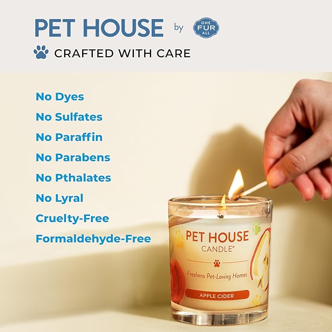 Pet House Candles, Clean Long-Lasting Pet Odor Candles for Home, Plant-Based, 60 Hour Burn Time - Lemon Cupcake, 9 oz, 2 Pack