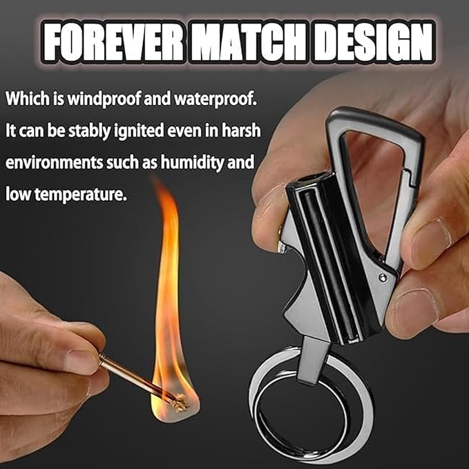 Permanent Match Infinity Lighter, Keychain Lighter with Multitool Keychain Bottle Opener