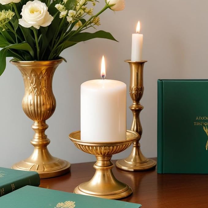 2.75“ x 4” Hand Poured Unscented Candles, Dripless Pillar Candles Set of 6, Long Burning, Clean and Neat, Burn Time Approx. 90 Hours, Rustic, Weddings, Dinner Parties, Christmas, and Home Décor
