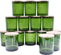 SHOWIN 10 OZ Thick Candle Jars for Making Candles 15 Pcs, Empty Jars with Wood Lids for Candle Making, Sample Container, Clear Green