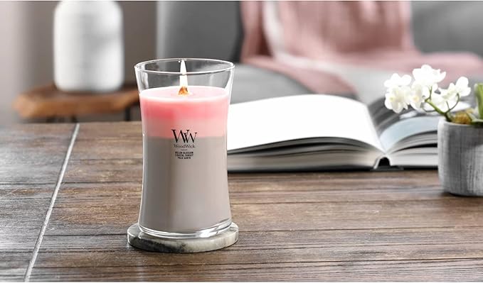 WoodWick Shoreline Trilogy Gifts for Women and Men, 21.5 oz Large Hourglass Trilogy Candle with Crackling Wick