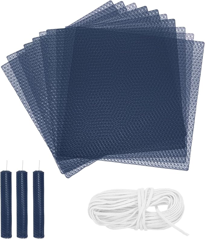 MECCANIXITY Beeswax Candle Making Kit,8x8 Inch 10pcs Dark Blue Beeswax Candle Sheets with 1pcs Cotton Wick for DIY Craft Gift Making