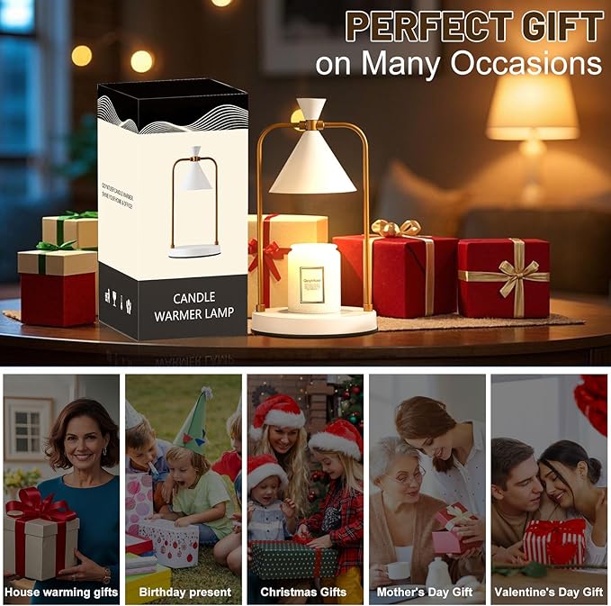 Candle Warmer Lamp with Timer Dimmer, Birthday Gifts for Women Mom, House Warming Gifts New Home Room Decor, Plug-in Operated Wax Melt Warmer for Scented Jar Candles