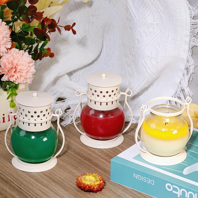 Scented Candles for Home, 3 Pack Retro Lantern Aromatherapy Candles for Balsam Cedar/Apple Cinnamon/Creamy Vanilla, Fall Candle Set, Soy Jar Candle Gifts for Women Men