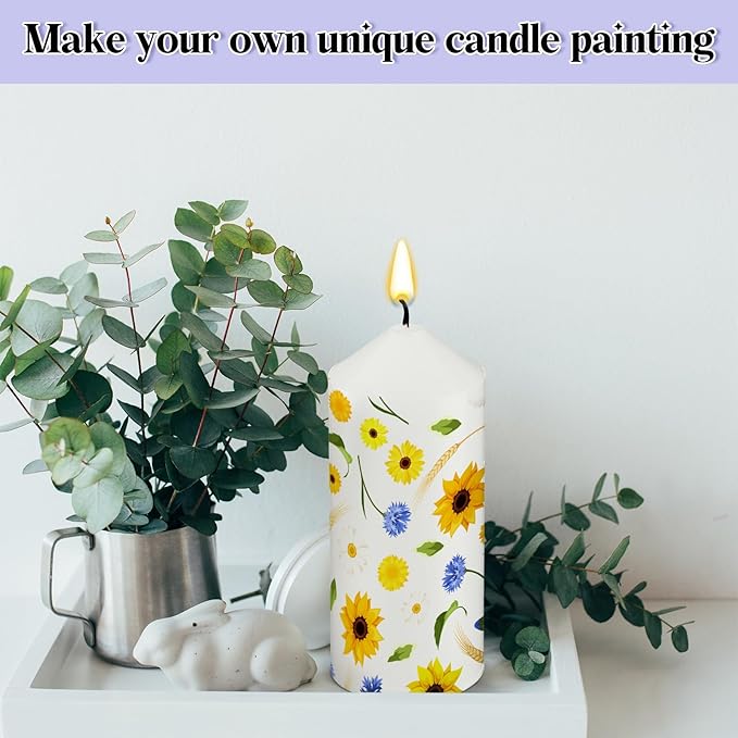 MTLEE 72 Pcs DIY Candle Painting Kit for Adults Include 6 Pcs White Pillar Candles 60 Colored Tealight Candles and 6 Paint Brushes for Spring Tea Party Crafts Wedding Birthday Party Favors