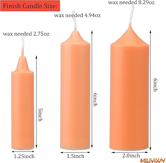 MILIVIXAY 3PCS Pillar Candle Molds for Candle Making with Candle Wicks Kit.