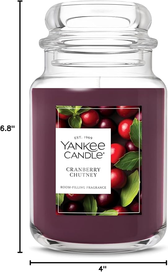Yankee Candle Cranberry Chutney, Scented Candle, 22oz Large Jar with up to 150 Hour Burn Time, Giftable