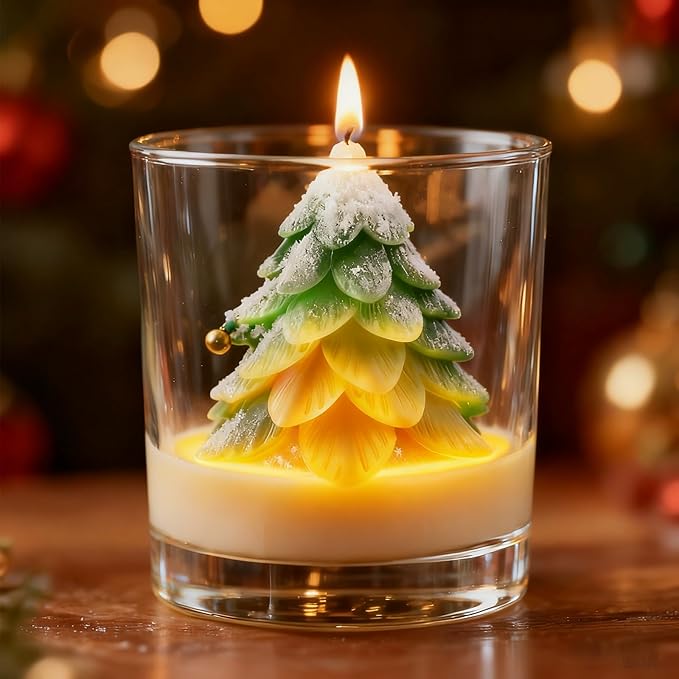3D Christmas Tree Silicone Candle Soap Epoxy Resin Wax Mold Silicone Shapes Christmas Trees Mold for Candle Resin Soap Craft Cake Chocolate Making Kit Christmas Gift (Leaf Christmas Tree)