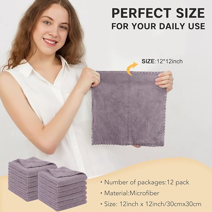 Microfiber Face Cloth Reusable Makeup Remover Facial Cleansing Towel Ultra Soft Face Washcloth 12inchx12inch