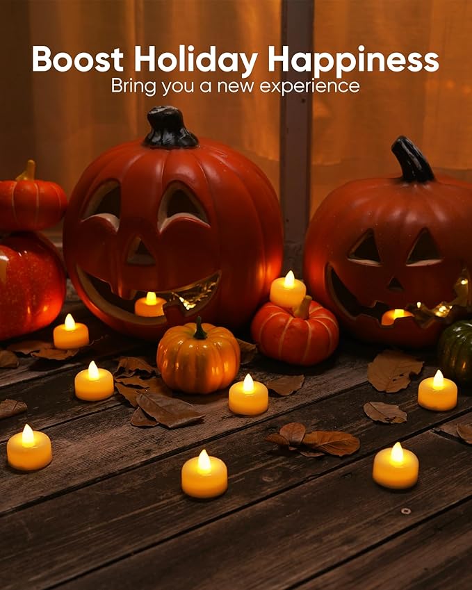 Amagic 50Pack Flameless LED Tea Lights Candles Battery Operated, Electric Fake Tealight Candles for Votive, Halloween, Christmas, Home Decor, Wedding, Table Decor (50Pack)