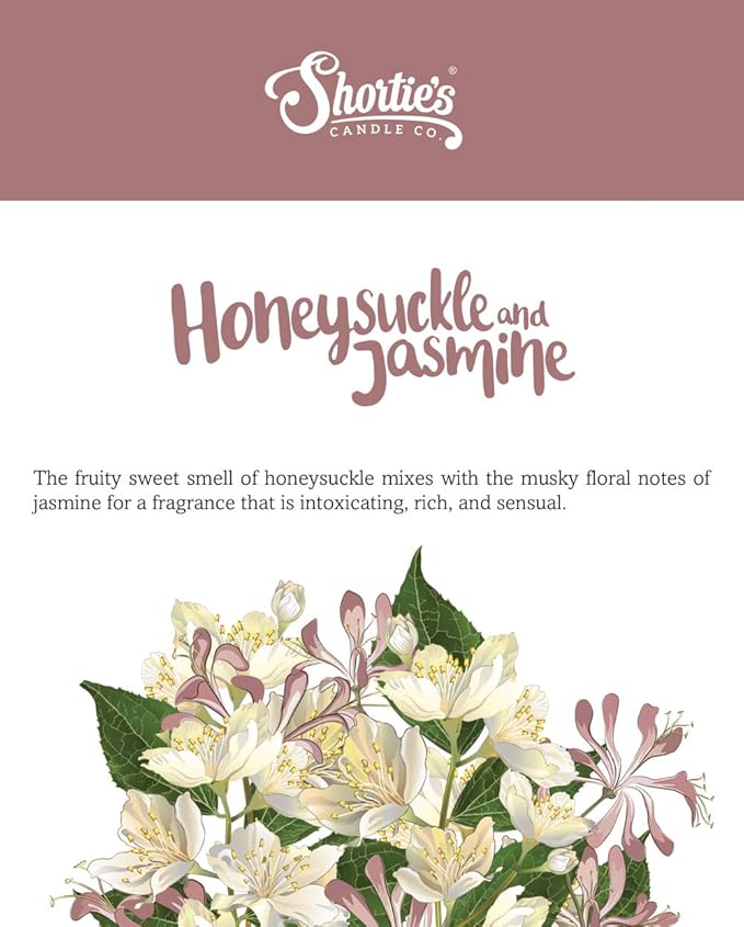 Honeysuckle Jasmine Highly Scented Natural 3 Wick Candle, Essential Fragrance Oils, 100% Soy, Phthalate & Paraben Free, Clean Burning, 14.5 Oz.