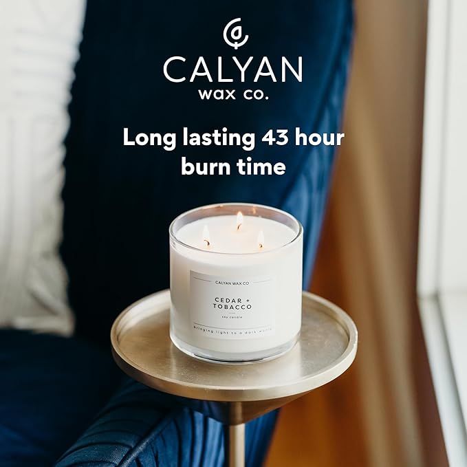 Calyan Wax Co. Home & Holiday 3 Wick Scented Candle - 43 Hour Burn - Luxury 3 Wick Soy Candles - Non Toxic Soy Wax Candles - Long Lasting Large Glass Jar Candle for Home - 14.9oz