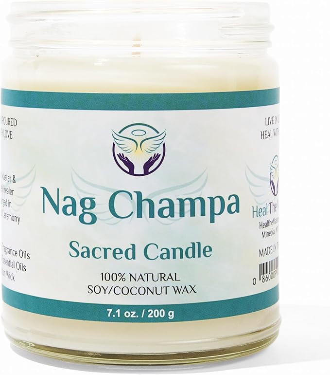 White Sage Candles for Cleansing House Chakra Healing | Energy Cleansing Smudge Candle | Natural Aromatherapy Candle | Sage for Cleansing House Negative Energy (7 oz) (Nag Champa)