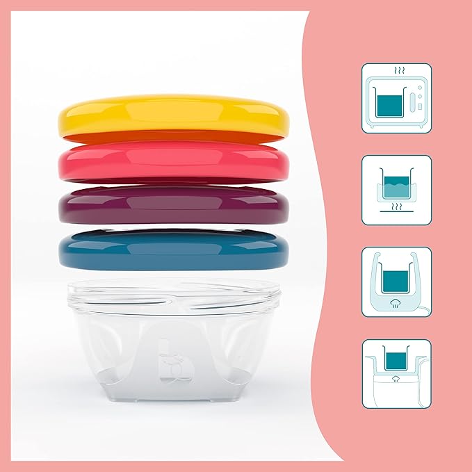 Babymoov Leak Proof Storage Bowls | BPA Free Containers with Lids, Ideal to Store Baby Food or Snacks for Toddlers, BPA Free - 4 Count (Pack of 2) (Pick Your Set Size)