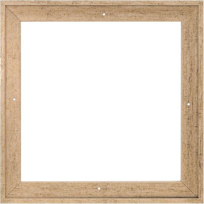 Pixy Canvas Floater Frame 10x10 for 1-1/2 (1.5) inch Deep Canvas Paintings/Canvas Prints/Wood Canvas Panels/Wall Art/Wall Decor/Home Decor/Artwork (Scratched Gold & Cream, 10 x 10 inch, Square)