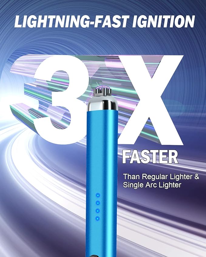 【Upgraded 】 Dual Arc Electric Candle Lighter Rechargeable USB Lighter Plasma Arc Lighters for Candle (Saphhire Blue)