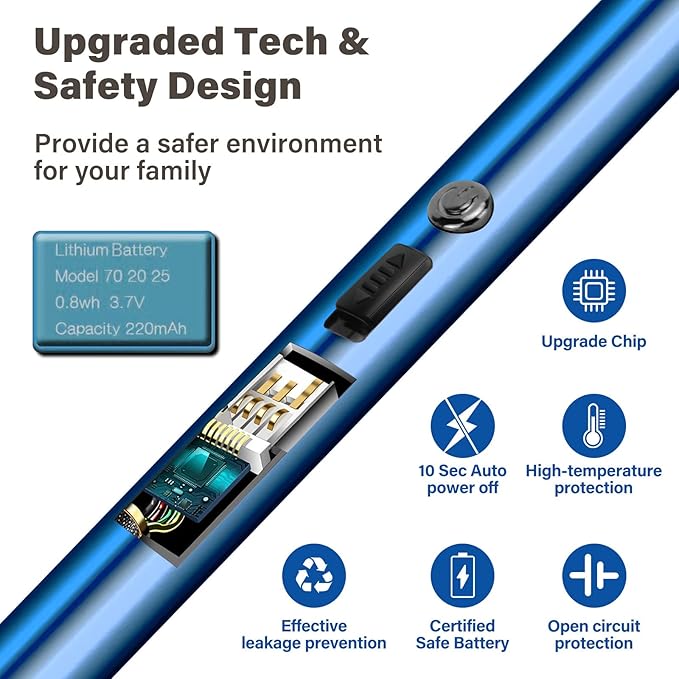 Navpeak Electric Candle Lighter Windproof USB Rechargeable Flameless Long Neck Lighter for Candles Gas Stove Fireplace BBQ Kitchen Grills (Blue)
