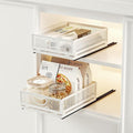 2 Pack Pull Out Cabinet Organizer, No Drill Adhesive Sliding Drawers for Kitchen, Metal Mesh Wire Storage Shelf for Pantry & Under Sink, White (9.6" W x 11.8" D x 3.9" H)