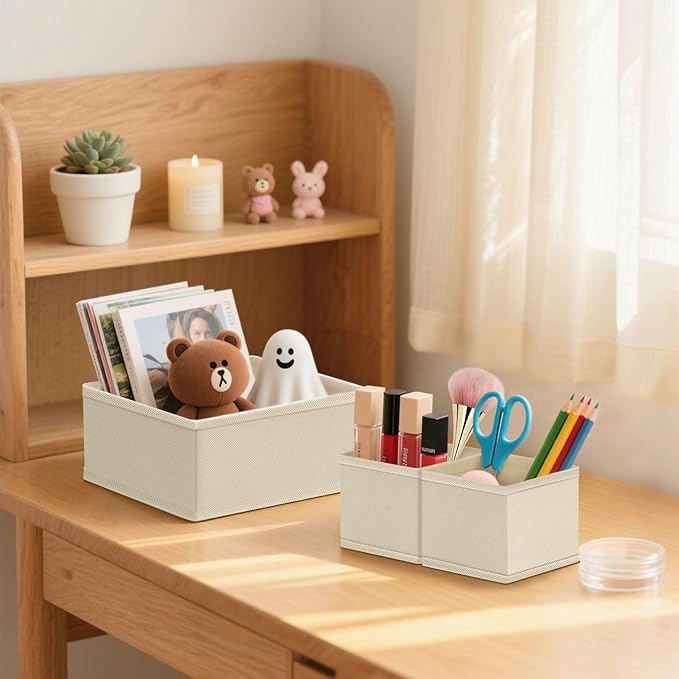 Dorisun Drawer Organizer Clothes - Dresser Organizer for Baby Clothes, Underwear, Sock - Nursery Organization - Foldable Closet Organizatio Dividers for Bra, Belt, Tie (Beige, 6 Pack)