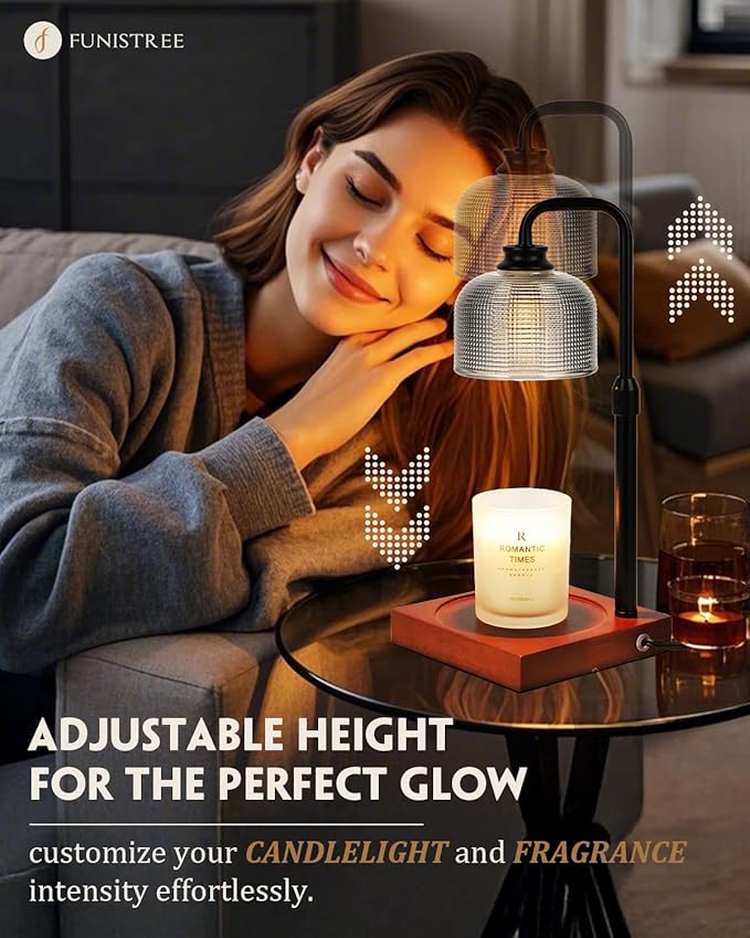 Candle Warmer Lamp with Timer Dimmable, Adjustable Height Candle Warmer,Mothers Day Birthday Gifts for Women Mom House Warming Gifts New Home, Wax Warmer for Jar Candles with 2 Bulbs
