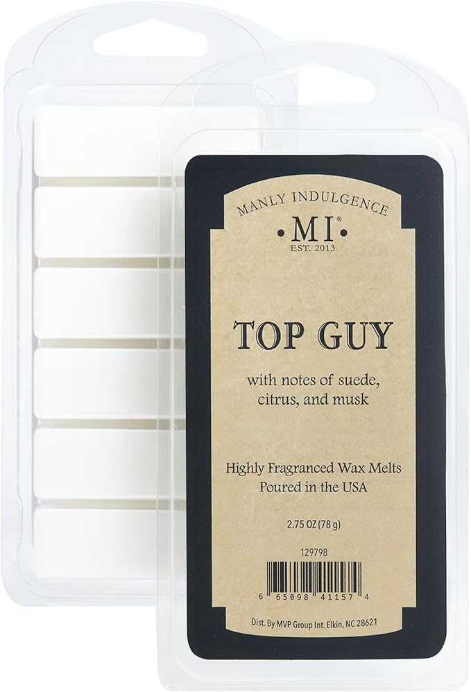 Manly Indulgence Top Guy Scented Wax Melts, Wax Melt Warmer Cubes, Long Lasting Scented Wax Warmer Cubes, 4 Pack, 6 Cubes Each - Made in The USA