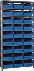 Quantum Storage Systems 1875-210BL Store More Steel Shelving Unit with 6" Shelf Bins, 18" D x 36" W x 75" H, Blue