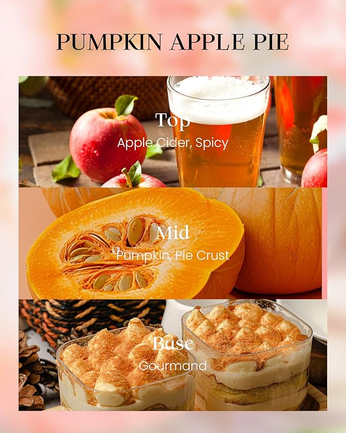 M&SENSE Pumpkin Apple Pie Scented Candles, 8.1oz 42-Hour Slow Burning Soy Candles, Cozy Fall Halloween Thanksgiving Christmas Holiday Fragrance