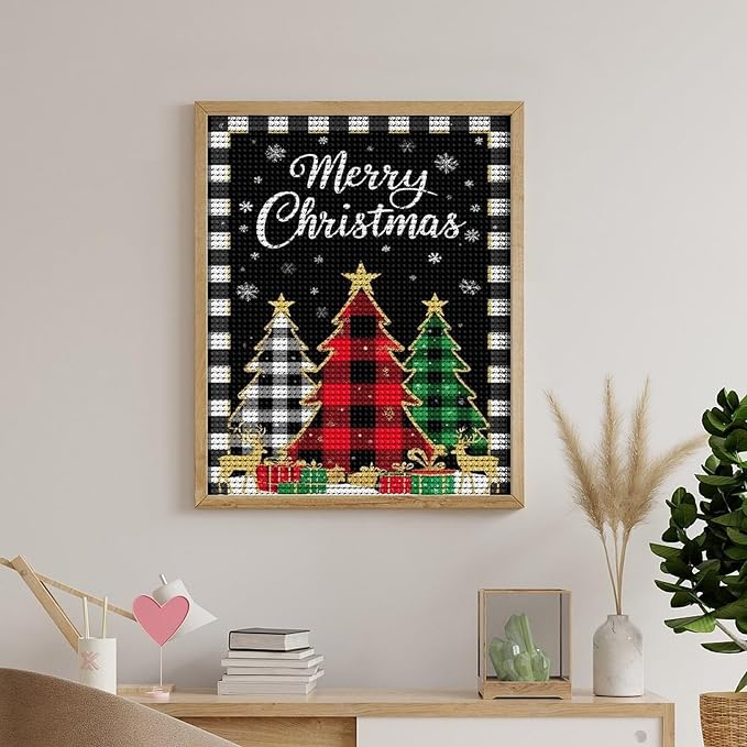 AIVKIEJK Diamond Painting Kits for Adults - Merry Christmas Tree Holiday Painting DIY 5D Full Drill Diamond Dots Paintings with Diamonds Gem Art and Crafts Home Decor 16"x20"