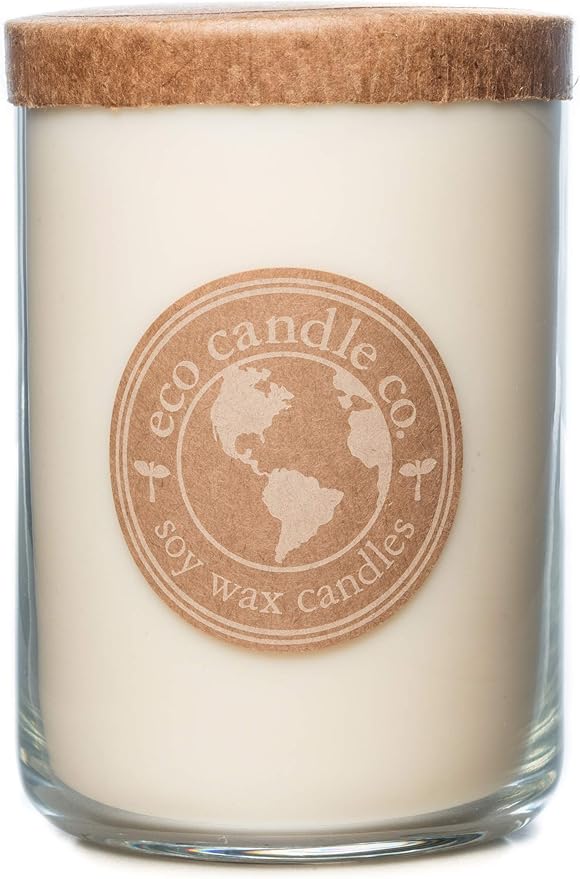 ECO CANDLE CO. Recycled Candle, Warm Vanilla, 26 oz. - Scents of Rich Vanilla - 100% Soy Wax, No Lead, Kraft Paper Label & Lid, Hand Poured, Phthalate Free, Made from Midwest Grown Soybeans
