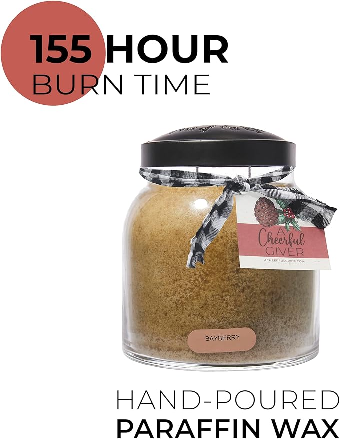A Cheerful Giver - Bayberry - 34oz Papa Scented Candle Jar with Lid - Keepers of the Light - 155 Hours of Burn Time, Gift for Women, Green