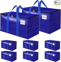 FabSpace Moving Storage Bags, Moving Supplies Packing Boxes for Moving, Camping, College Dorm Room Essentials for Girls, Blue Tote Bags, Heavy-Duty Storage Bins With Lids And Zippers, 125L 8Pack