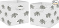 Sweet Jojo Designs Grey and White Watercolor Elephant Safari Organizer Storage Bins for Collection - Set of 2