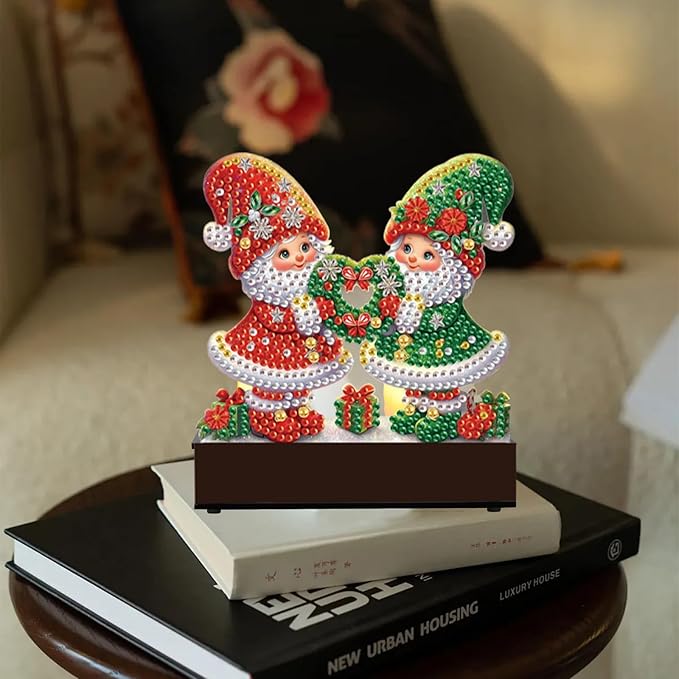 TDFERAN Diamond Art Kits for Adults Candlestick Holders Christmas 12x11cm Diamond Painting Candle Holder Candle Sticks Holder Decor for Pillar Candles for Halloween Decorations Santa Claus