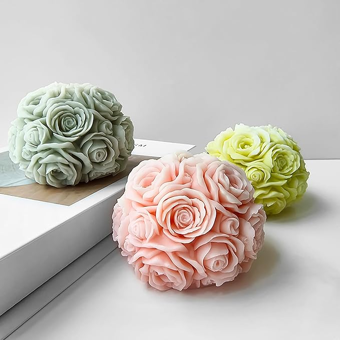 Rose Ball Round Candle Mold - Silicone 3D Molds for Candy & Home Decor - Resin Casting & Making Molds