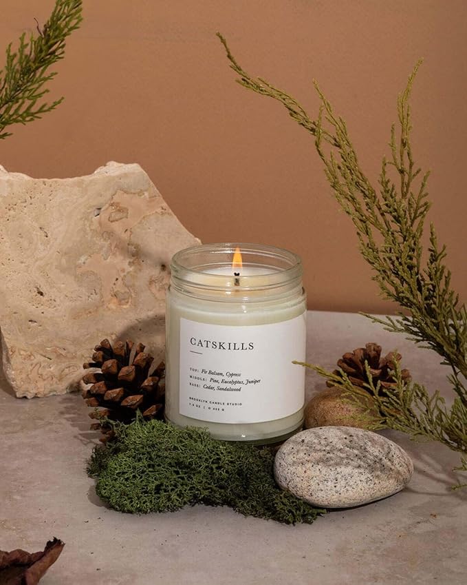 Brooklyn Candle Studio Catskills Jar Candle - Luxury Scented Candle, Vegan Soy Wax, Hand Poured in The USA, 50 Hour Slow Burn Time - 7.5oz