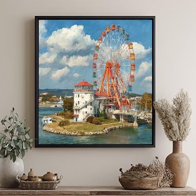 Paint by Numbers Kit for Adults Playground Paint by Numbers Ferris Wheel DIY Crafts for Adults Canvas Paintings Kits, Hobbies for Women Art With Accessories for Gifts 32x32 Inch Without Frame 3-72WF