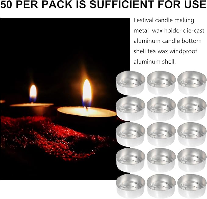 EXCEART Aluminum Candle Cup Case 1.37 Inch Tea Light Holder Lightweight Metal Shell for DIY Scented Candle Making Craft Storage and Candy Container