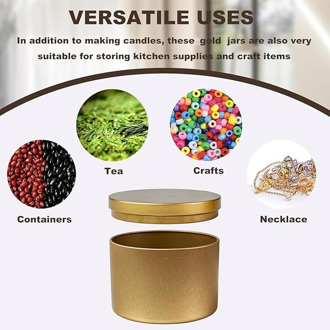 Candle Tins 12 Pcs 8 oz Premium Matte Full Golden Candle Jars Bulk Empty Candle Containers