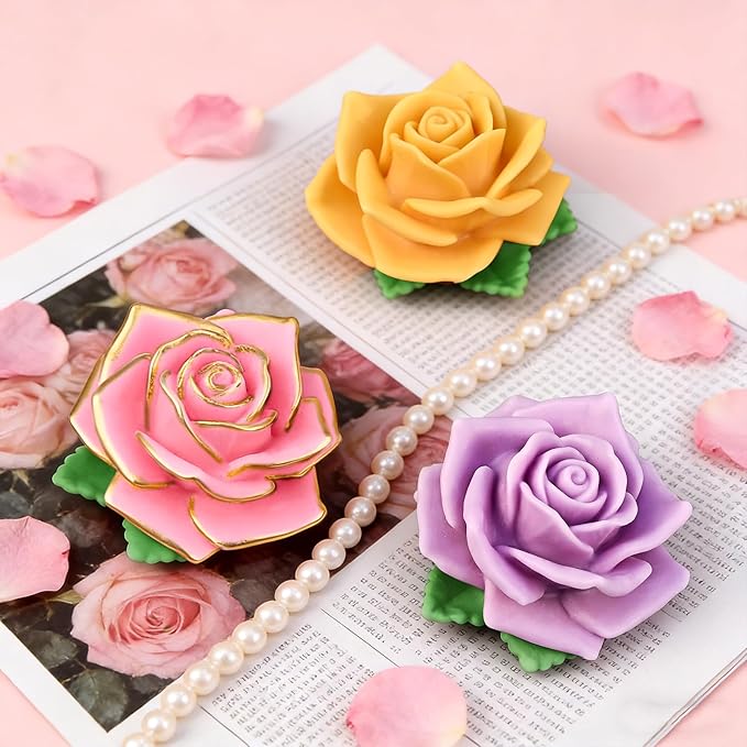 Large Rose Candle Molds, Rose Molds for Candles, 3D Flower Silicone Mold for Soap Wax Plaster Epoxy Resin Casting Clay Home Décor Handmade Gift