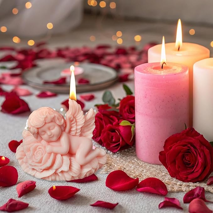 Rose Angel Candle Silicone Molds Resin Casting Mould for DIY Candle Making Polymer Clay Plaster