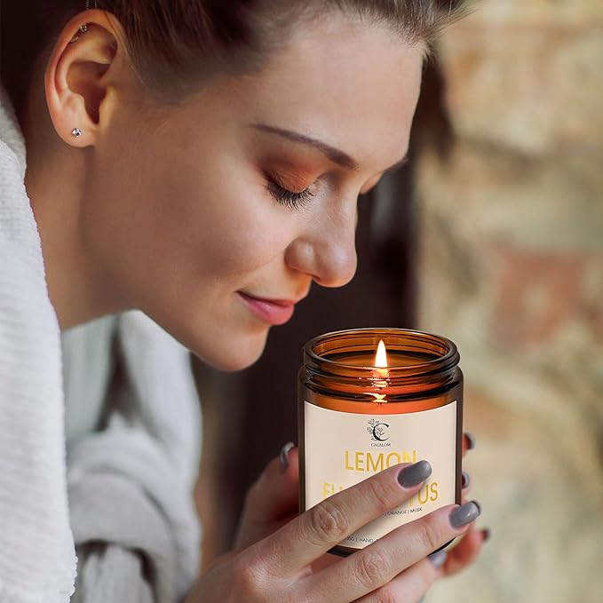 Lemon Eucalyptus Scented Candles for Home, Soy Wax Aromatherapy Candle for Bedroom Bath Birthday New Job House Warming Gifts for Women