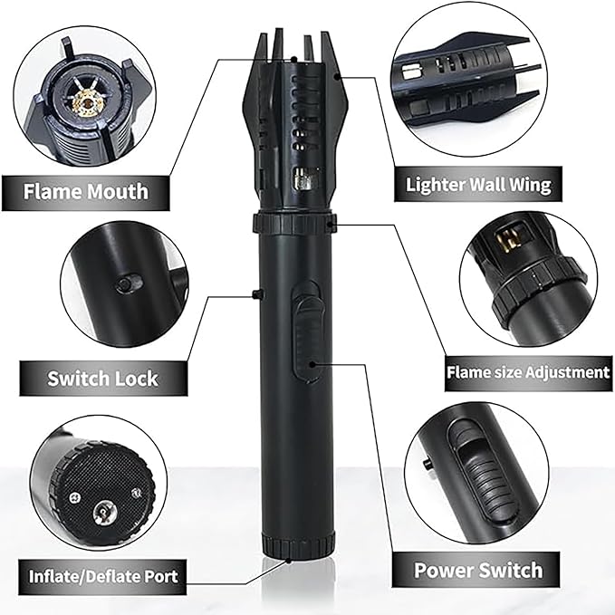 Power Electric Torch Lighters - New Adjustable Plasma Lighter with Safety Lock & 360° Inverted Ignition, Outdoor Straight Flame Windproof for Candles Campfires BBQ Baking, Camping, Gift (B)