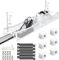 No Drill Under Desk Cable Management Tray, SONATURE 25.3" Cord Organizer for Table, Clamp Mount Desk Cable Management, Premium Carbon Steel Cable Organizer for Office, Home (White)