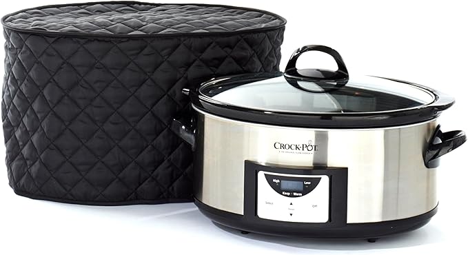 Covermates Keepsakes Slow Cooker Cover – Quilted Electric Appliance Protector for Kitchen Counter Storage – Dust & Stain Resistant – Washable Slip-On Design, Black