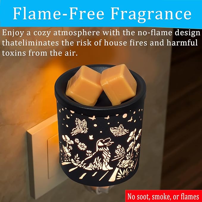 Plug in Wax Warmer for Scented Wax melt Warmer Scentsy Wax Warmer for Fragrance Oil Candle Warmer for Office Bedroom Gift & Home Decor（Dog and Butterfly）
