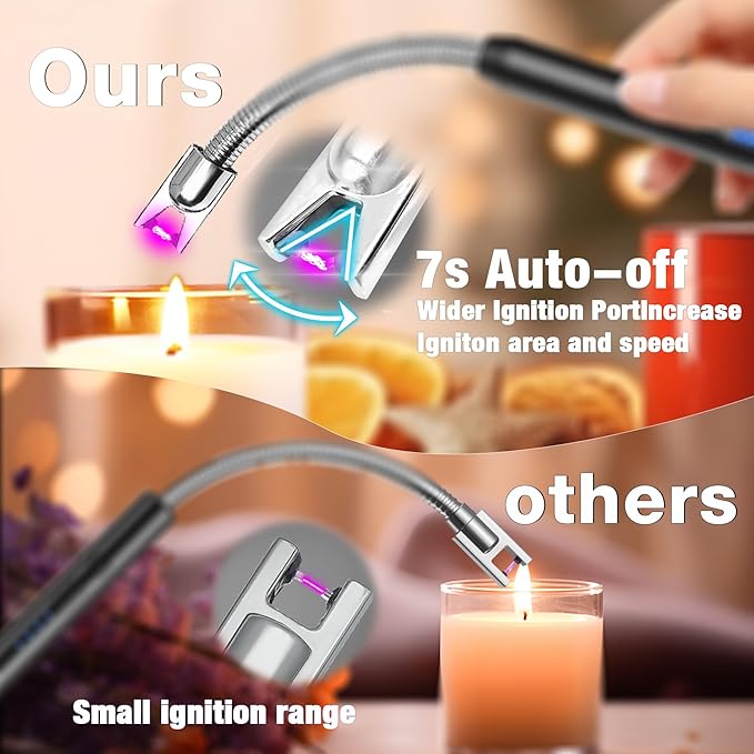 8 Pack Candle Lighter Electric Rechargeable Flameless Arc Lighters Flexible Neck USB Plasma Long Lighter for Candles BBQ Grill Camping Birthday Fireworks