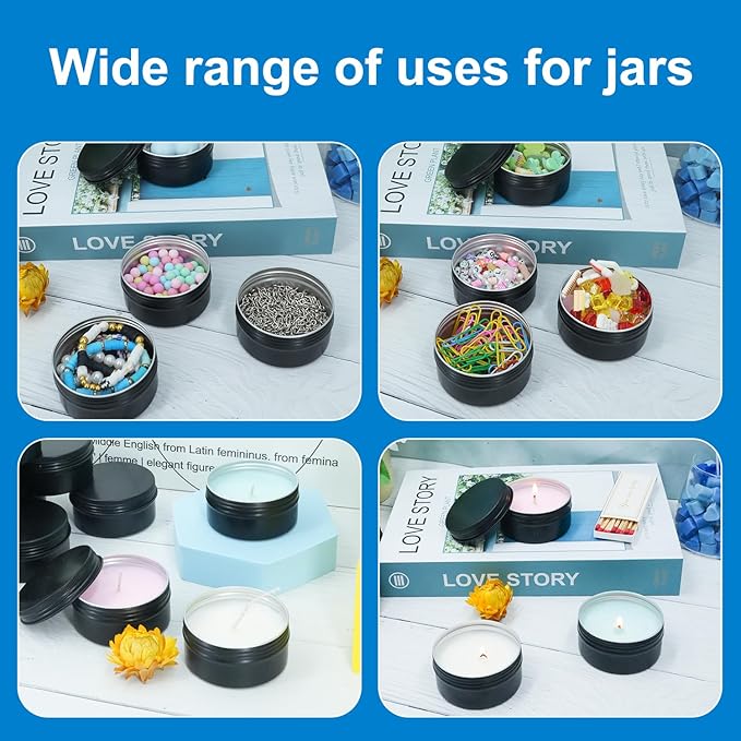 3oz Tins 20 Pack Aluminum Tin Can Metal Tin Container Round Travel Tin Jars 3 oz Tins with Lids for Candle,Creams,Spice