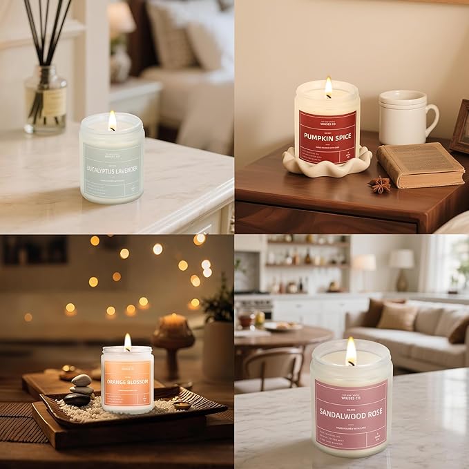 Eucalyptus Lavender Candle for Home Scented| Natural Soy Non Toxic Candles| Long Clean Burning Aromatheraphy Jar Candel| Women,Men Gift for Autumn,Winter, Halloween,Thanksgiving,Relaxing| 9oz