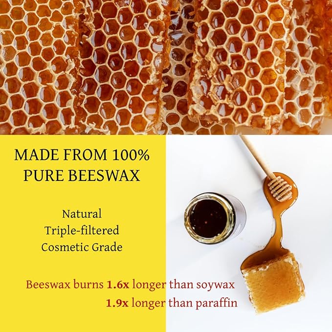 RUTH & ROSE | Oakmoss & Amber | 100% Beeswax Scented Candles for Home, 8oz, +65 Hours Burn Time, Aromatherapy Non Toxic Candles, Gift for Women & Men, Perfect for Travel or Gifting